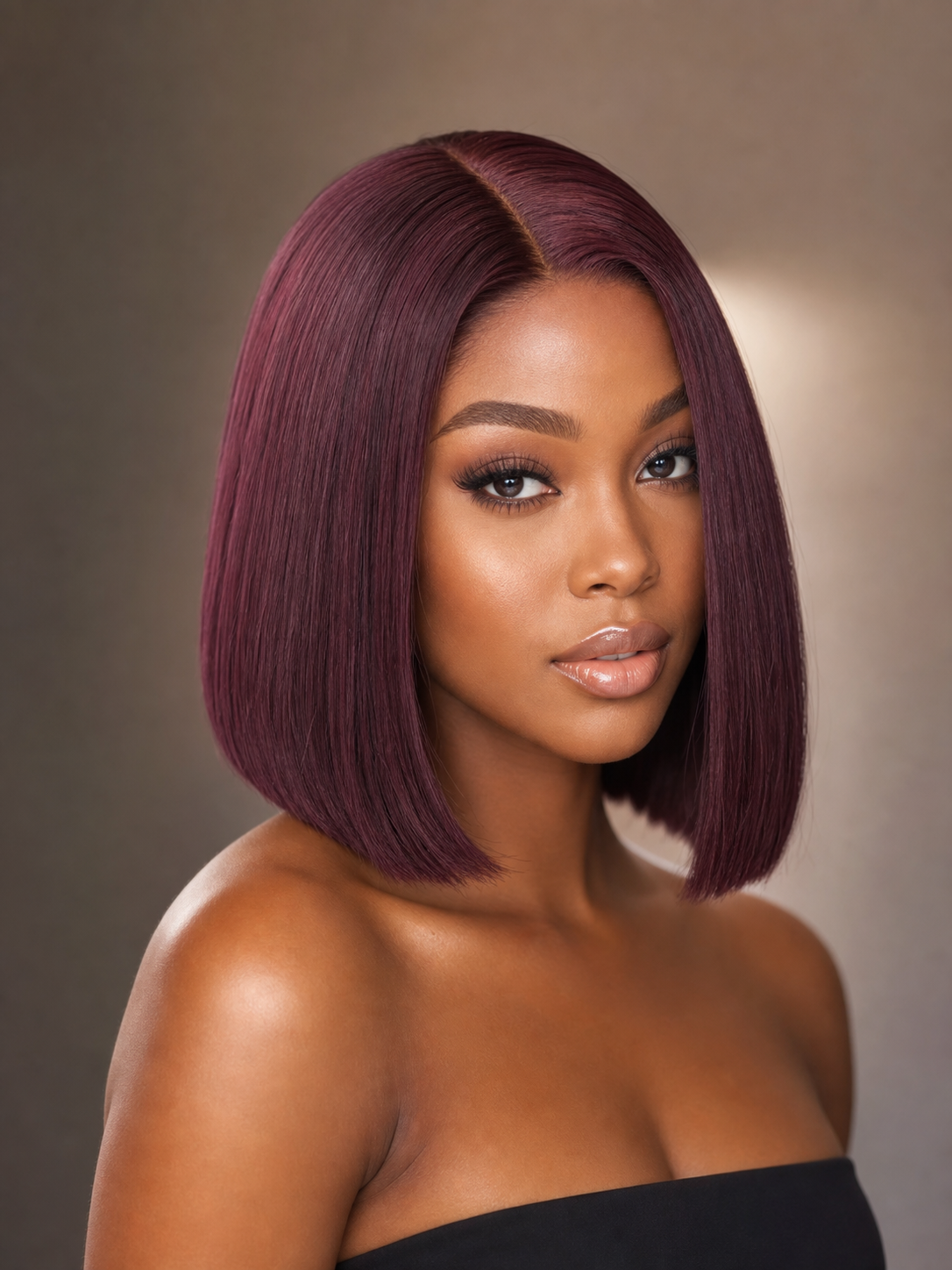 Vietnam Bone Straight Wig 2x6 Lace Closure 12Inch Wine Color Wear To Go For Black Women
