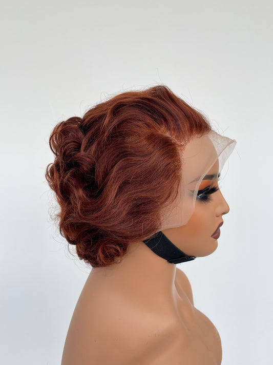 Short Pixie Curly Lace Front Wig | Auburn(LS018)