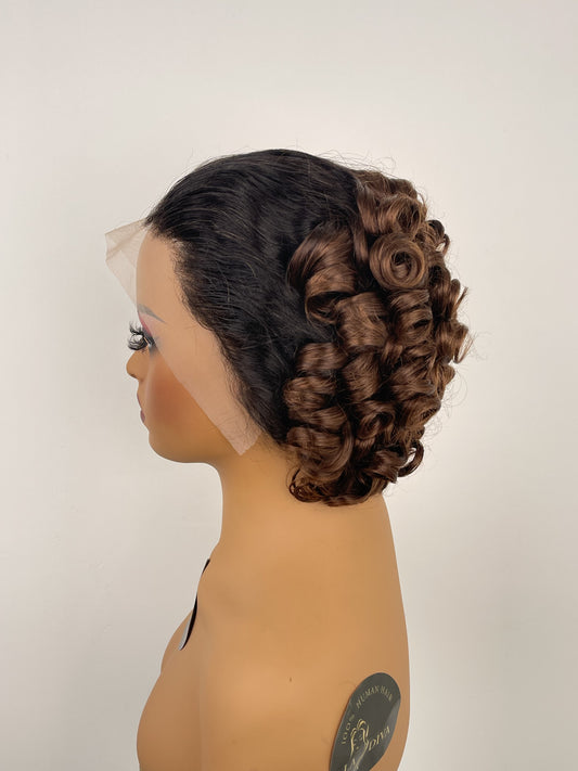 Ombre Auburn Short Lace Front Wig – Curly(LS019)