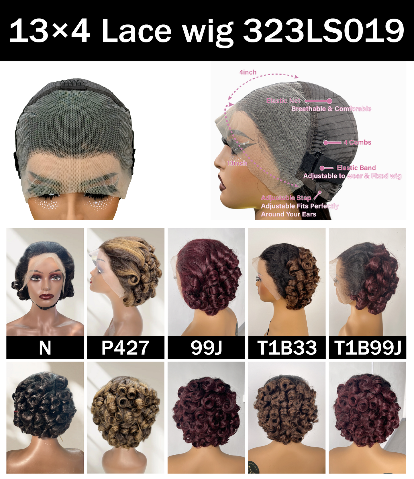 Highlighted Short Lace Front Wig – Curly(LS019)