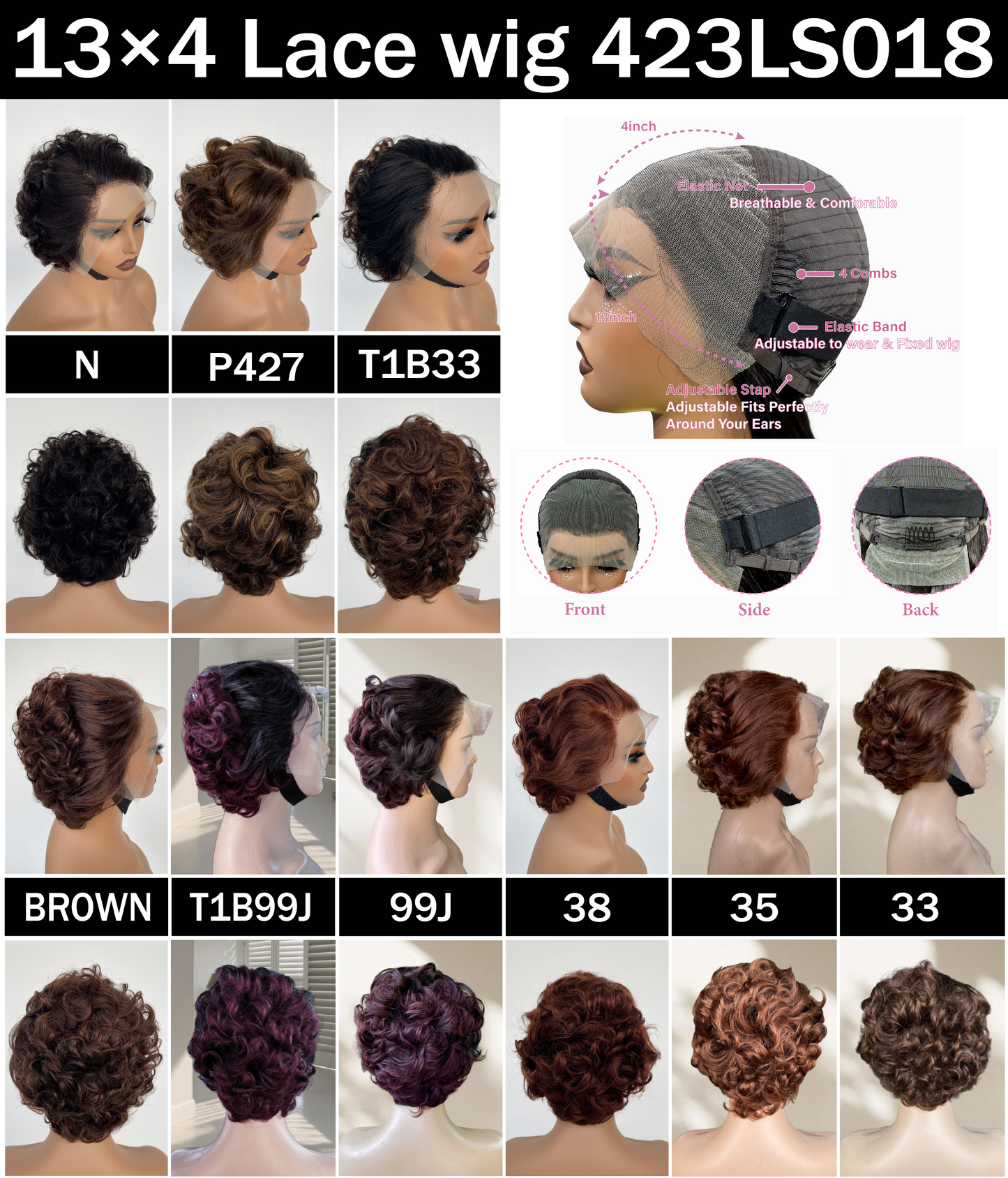 Ombre Auburn Lace Front Wig – Short Curly(LS018)