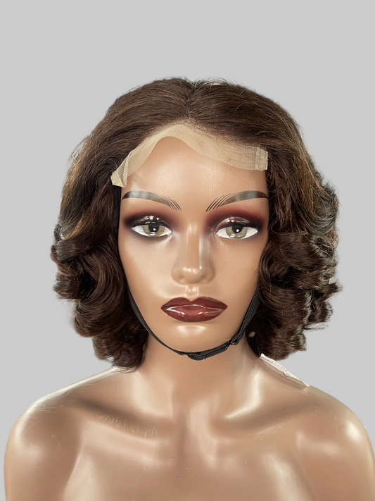 Brown Bob Lace Front Wig – Curly(LS276)