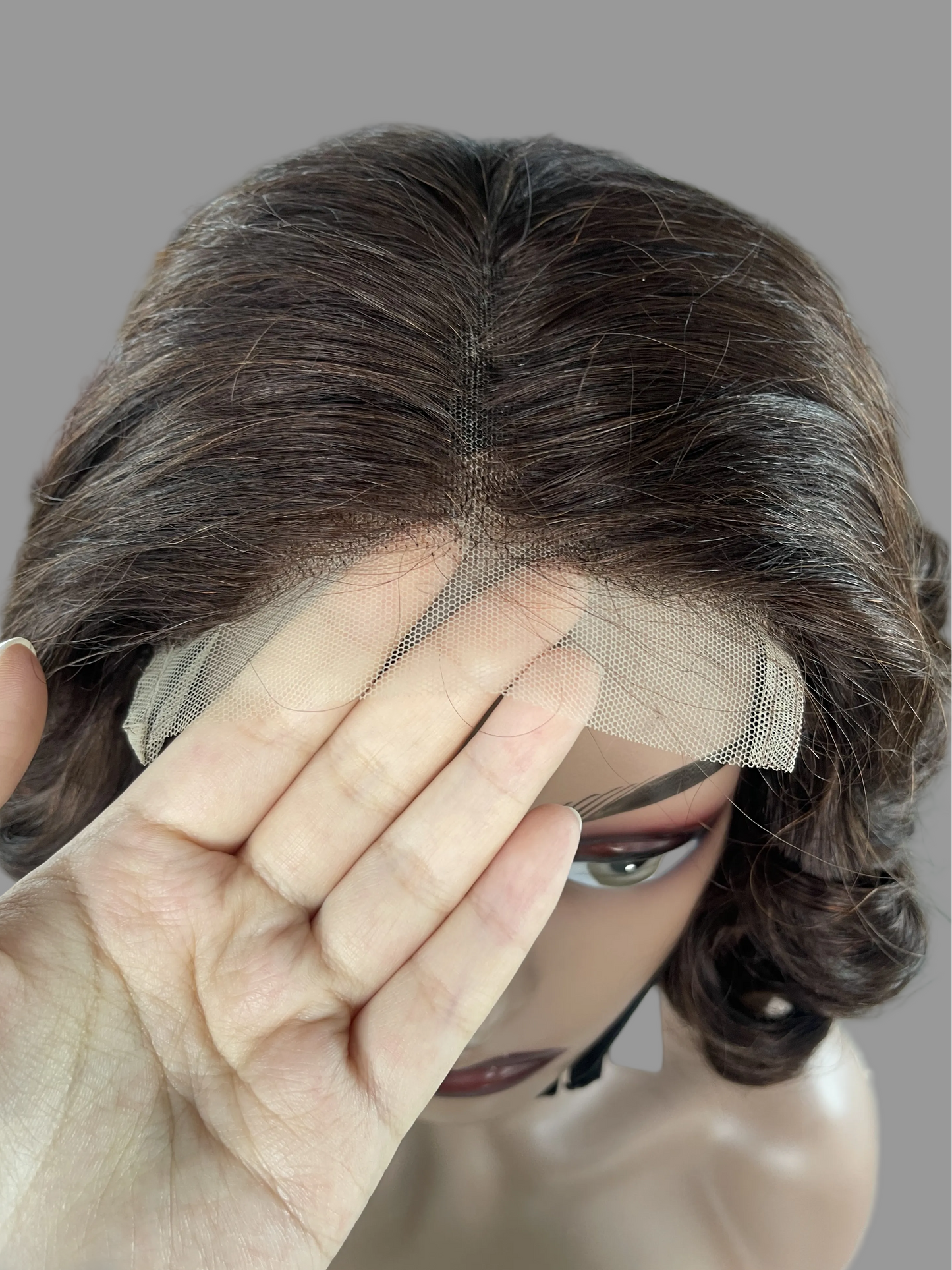 Brown Bob Lace Front Wig – Curly(LS276)