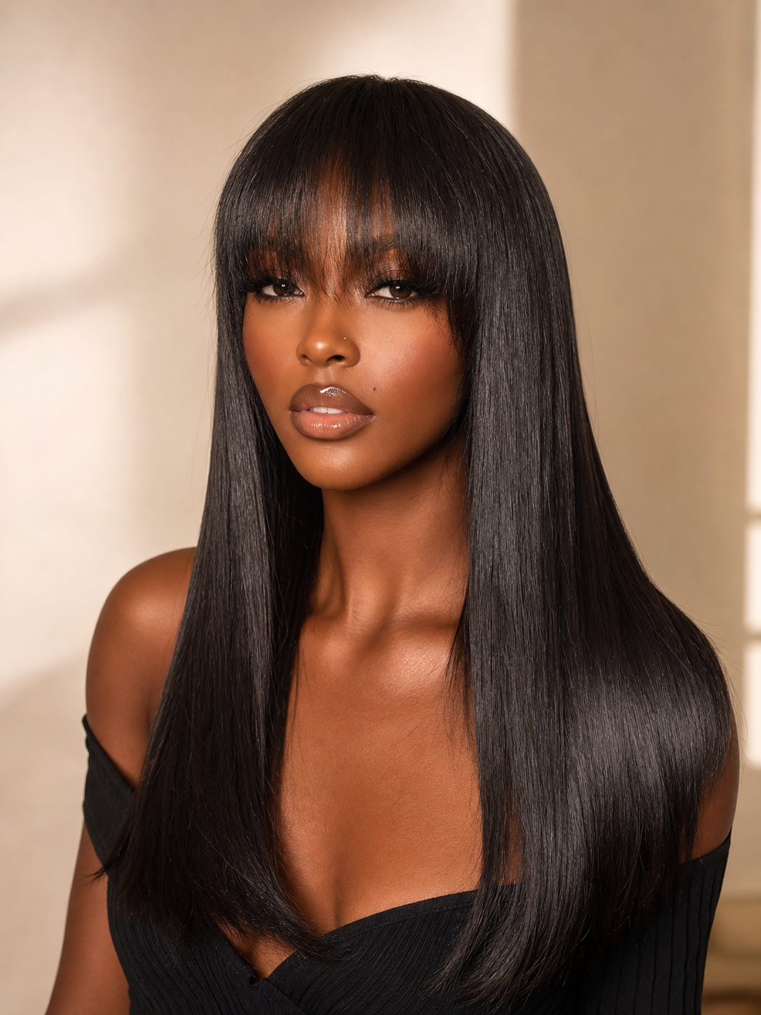 Vietnam Bone Straight Wig With Frige 5x5 Lace Closure 20Inch Wear To Go For Black Women