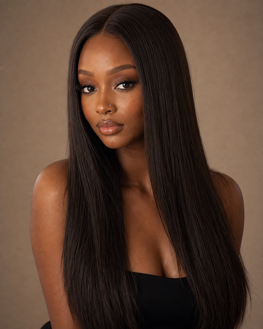 Vietnam Bone Straight Wig Honey Brown Color 2x6 Lace Closure 20Inch Wear To Go For Black Women