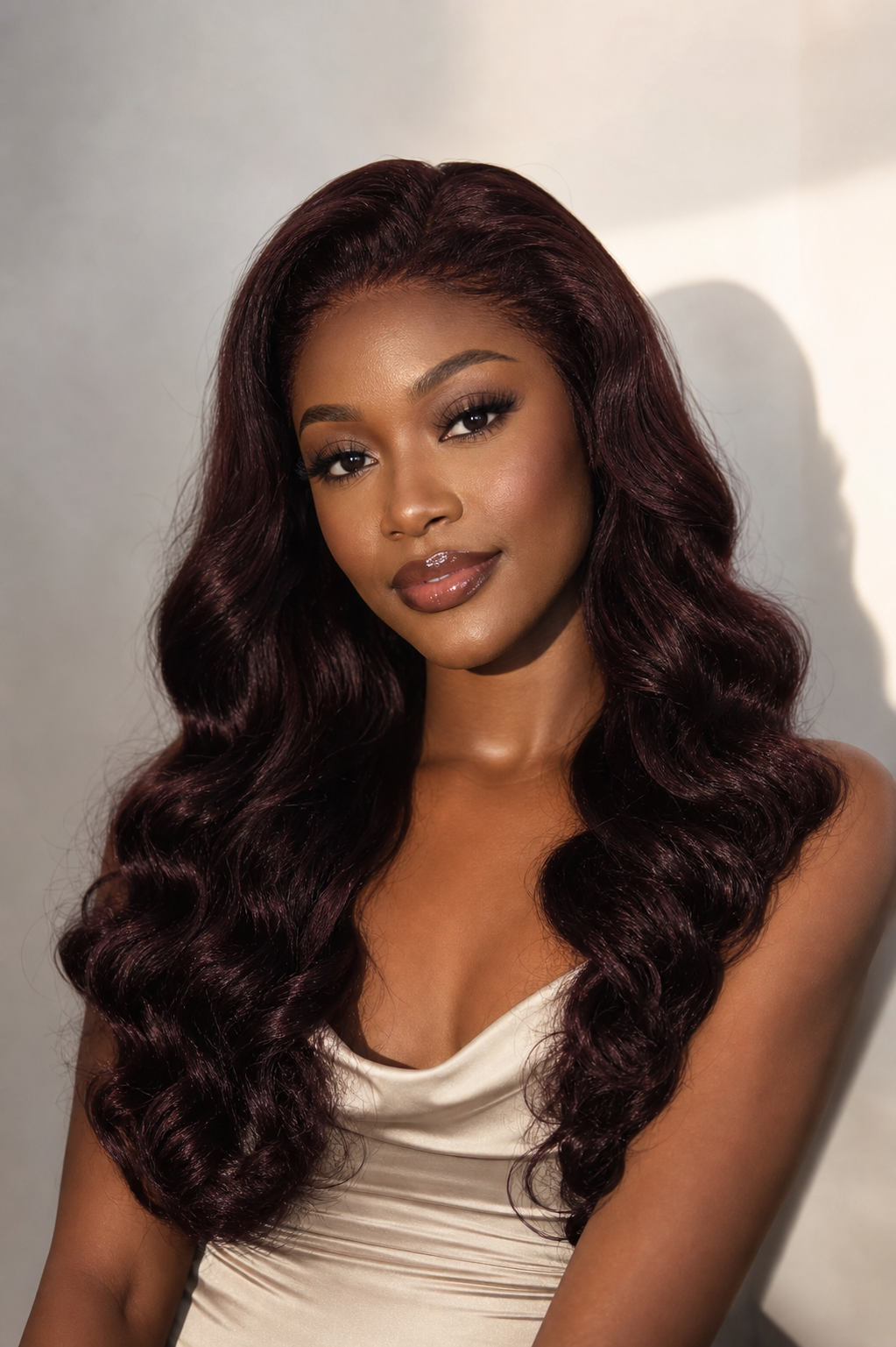 Loose Body Bounce Wave 13x4 Lace Frontal Wigs Indian Remy Human Hair Wig 26Inch 99J Wine Red Color