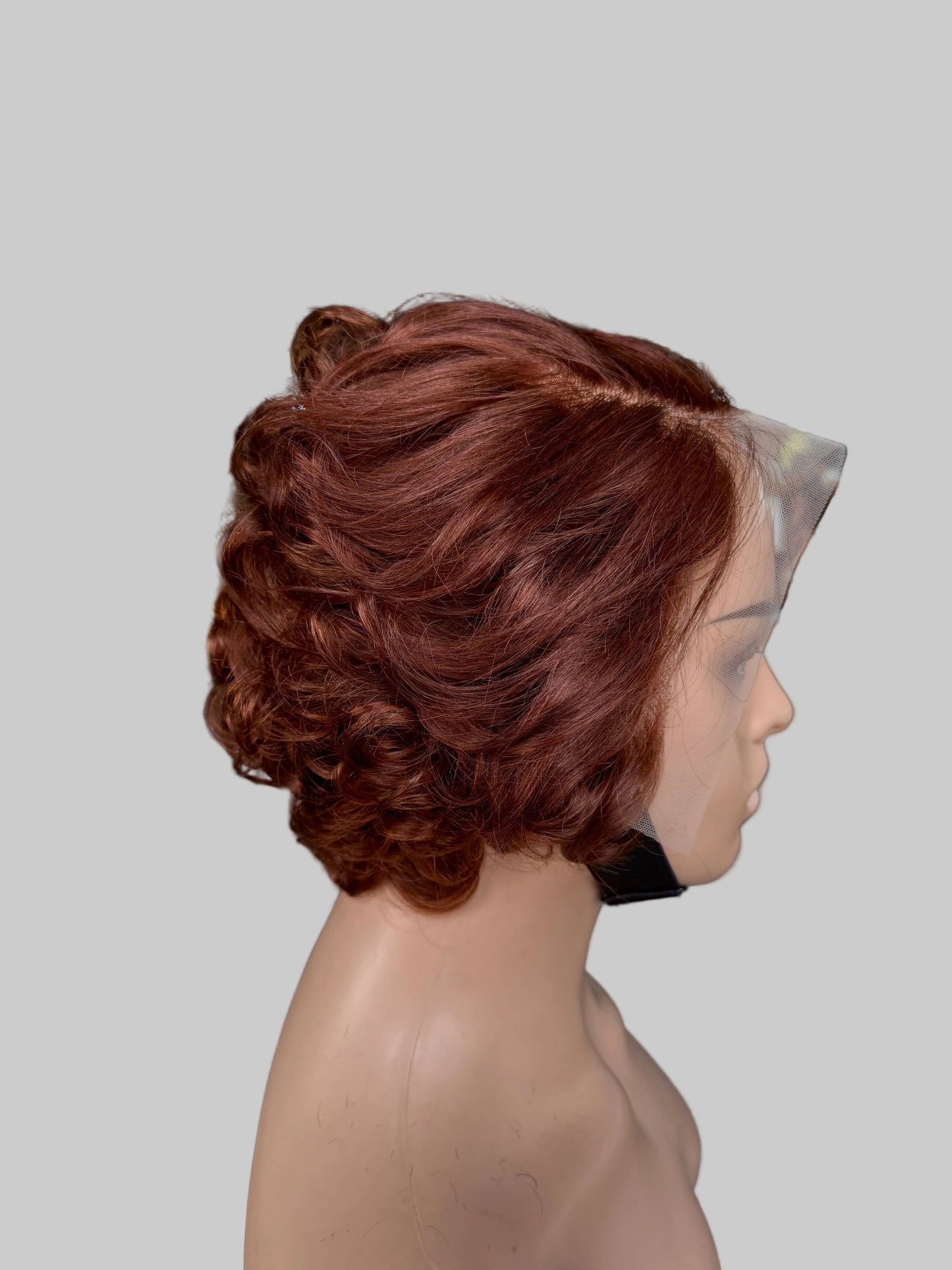 Short Pixie Curly Lace Front Wig | Copper Auburn(LS018)