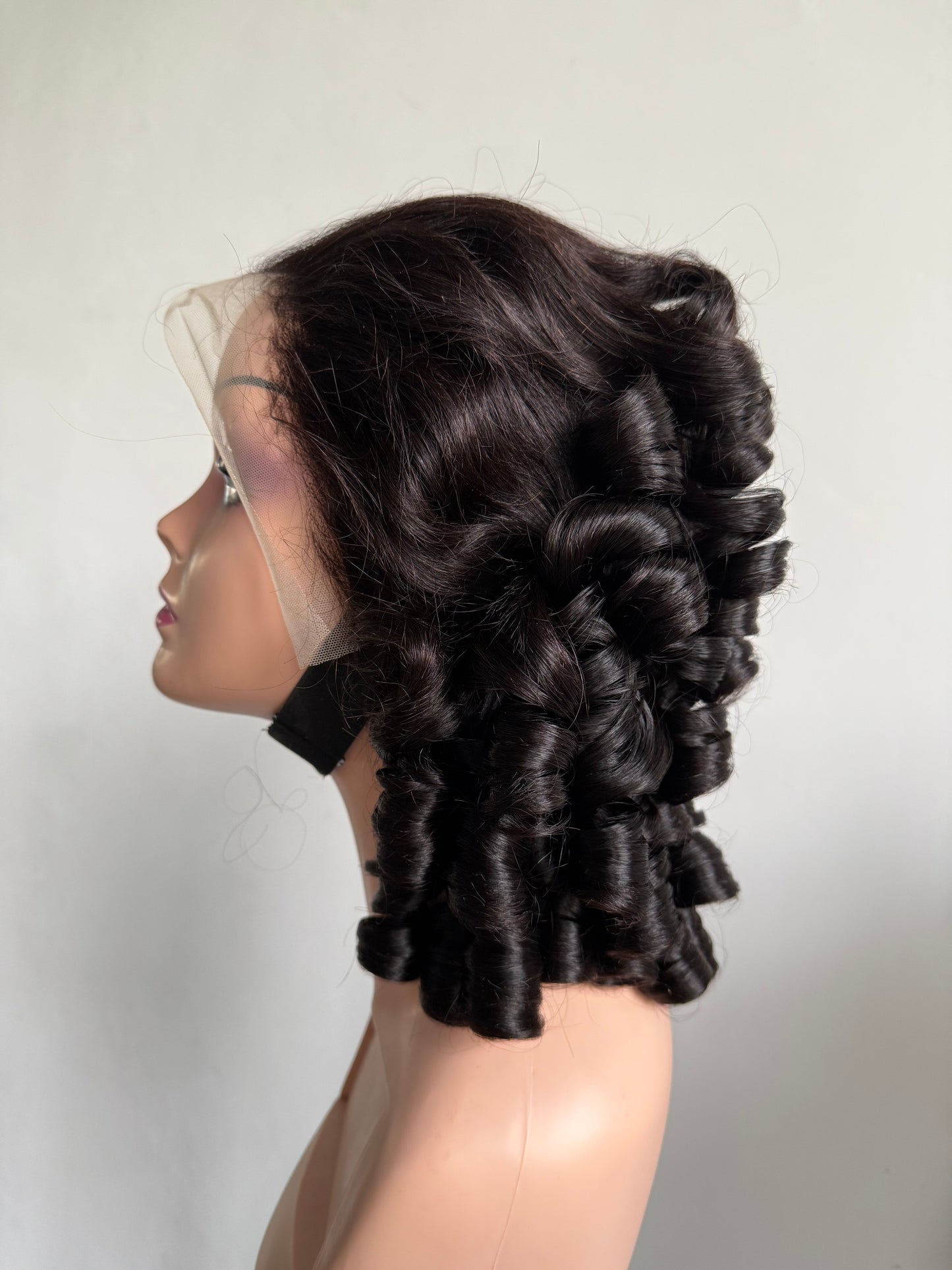 Natural Black Spiral Ringlet Lace Front Wig (MS170)