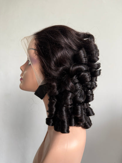 Natural Black Spiral Ringlet Lace Front Wig (MS170)