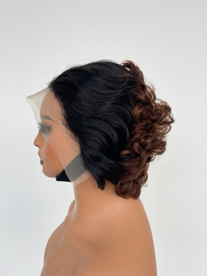 Ombre Auburn Lace Front Wig – Short Curly(LS018)