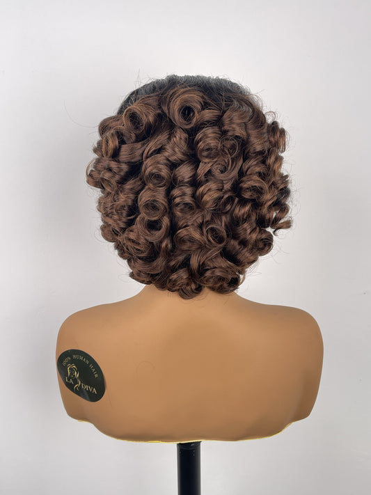 Ombre Auburn Short Lace Front Wig – Curly(LS019)