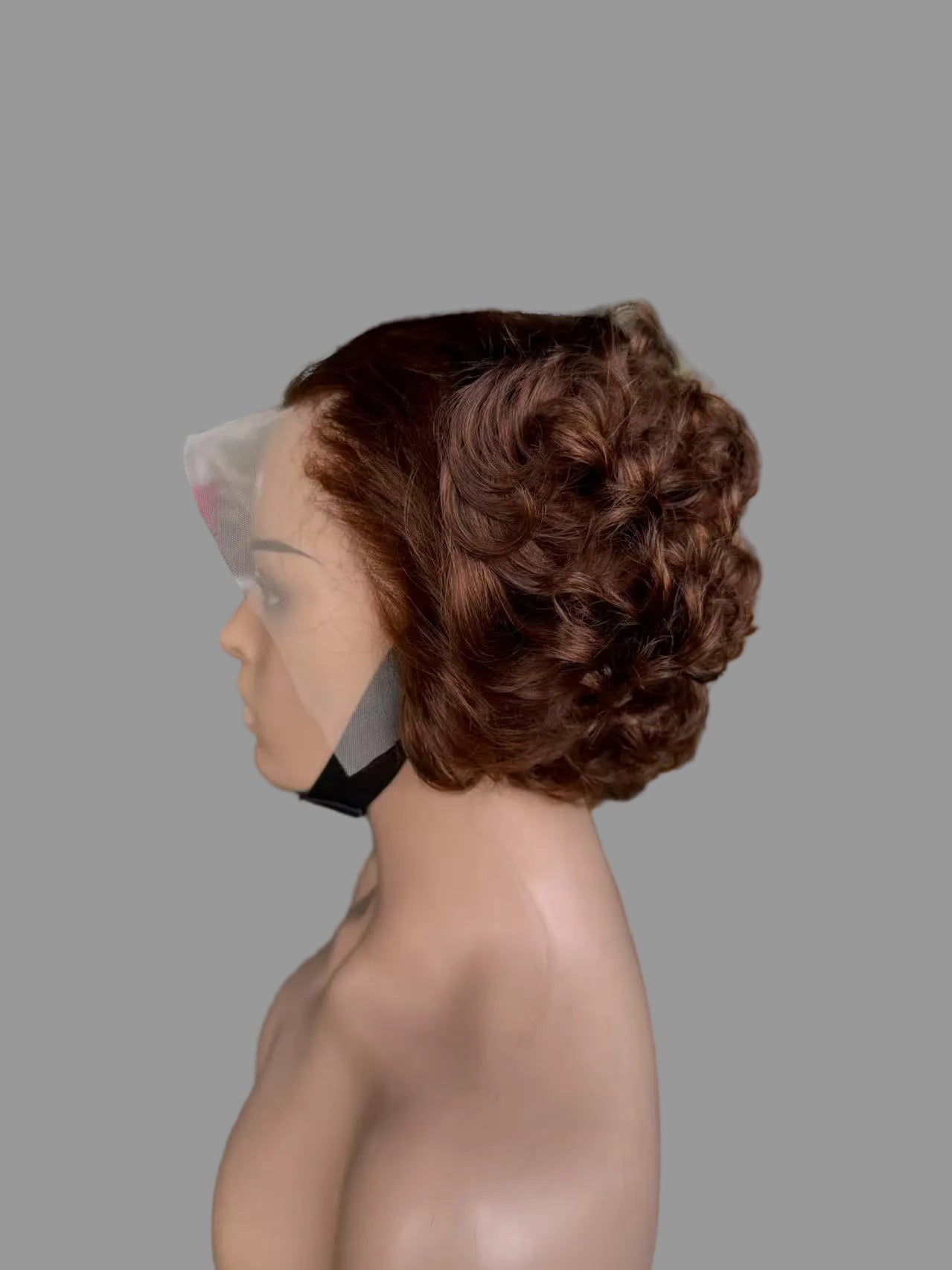 Short Pixie Curly Lace Front Wig | Auburn Brown(LS018)