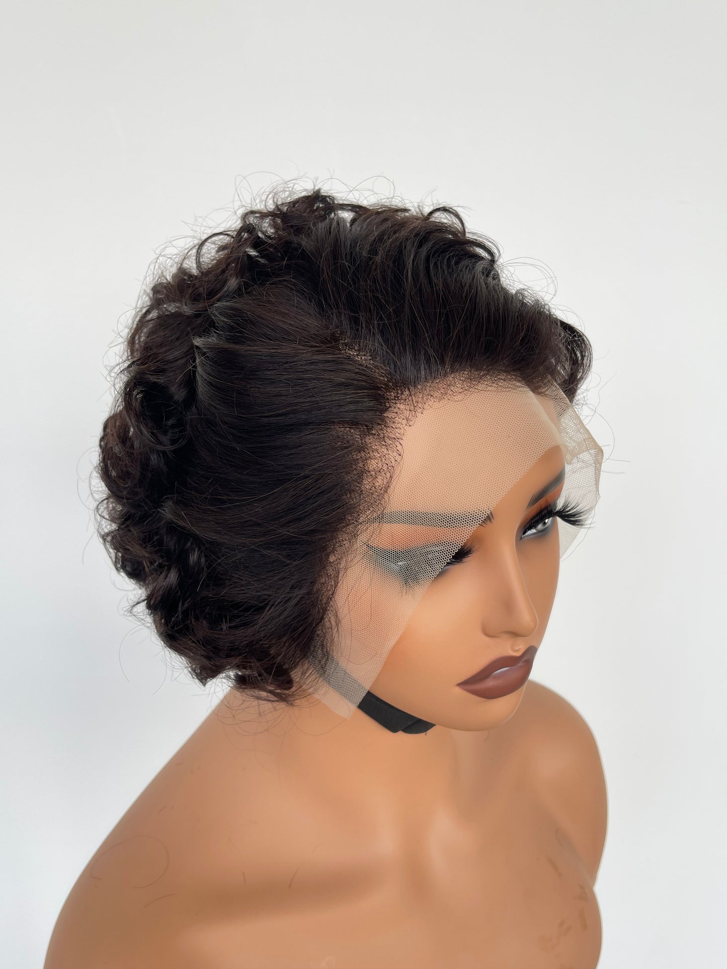 Short Curly Lace Front Wig | Natural Black (LS018)