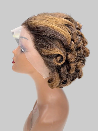 Highlighted Short Lace Front Wig – Curly(LS019)