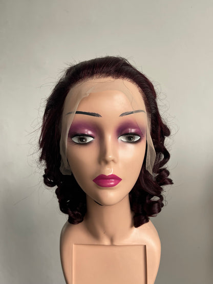 Burgundy Lace Front Curly Wig(MS170)