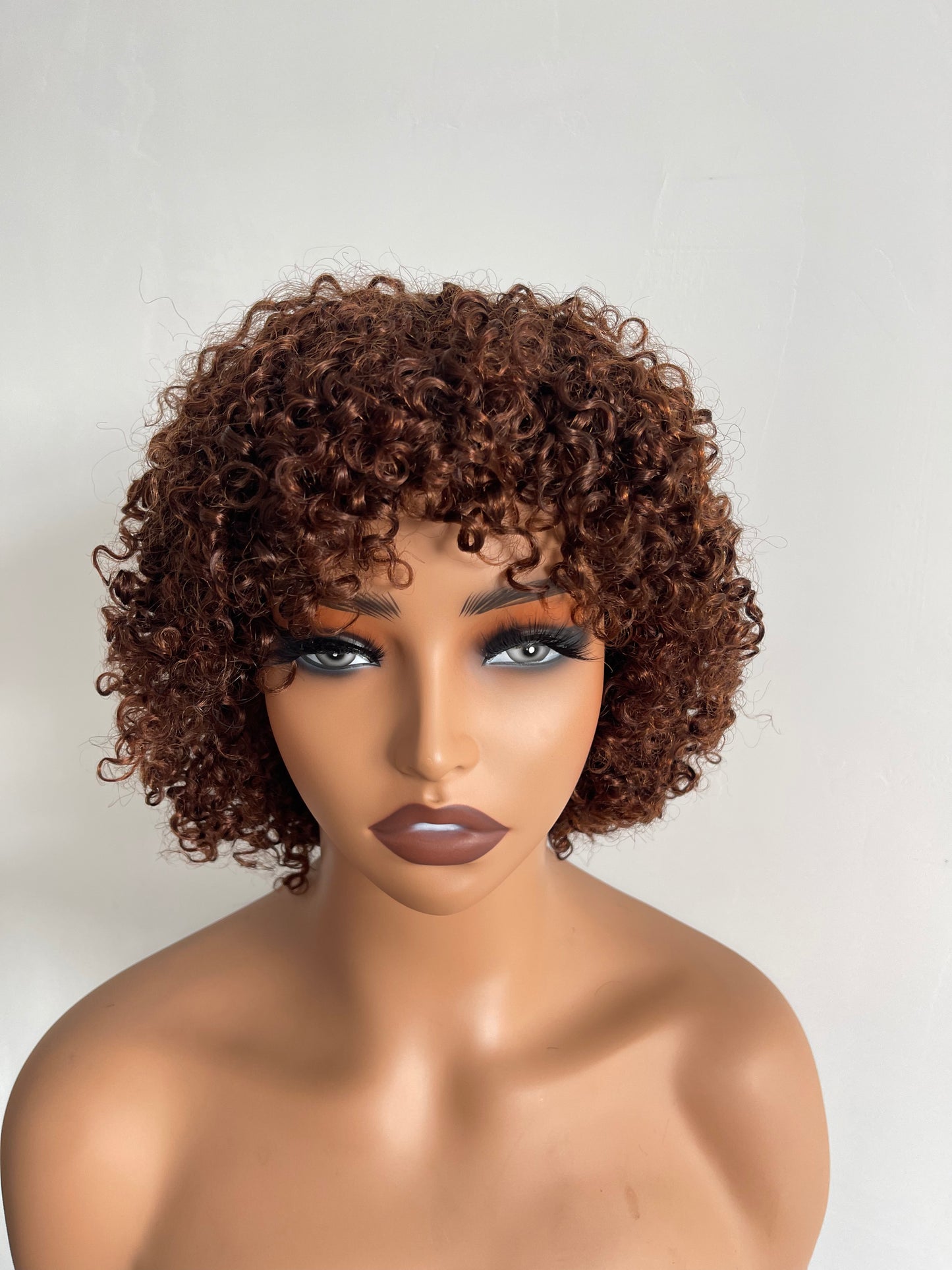 Short Afro Kinky Curly Wig with Bangs | Chocolate Brown(JZ233)
