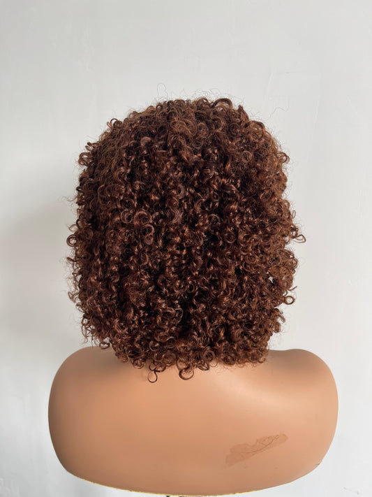 Short Afro Kinky Curly Wig with Bangs | Chocolate Brown(JZ233)