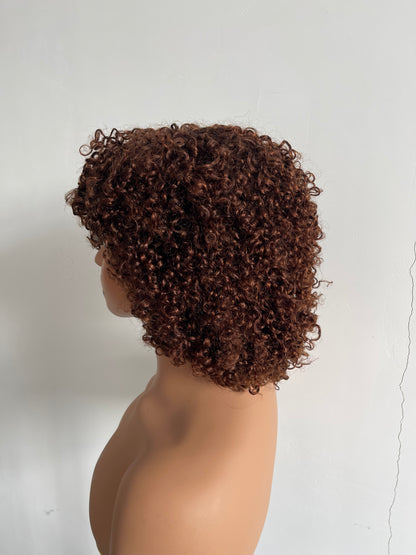Short Afro Kinky Curly Wig with Bangs | Chocolate Brown(JZ233)