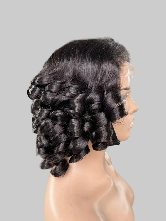 Natural Black Bob Lace Front Wig – Curly(LS276)