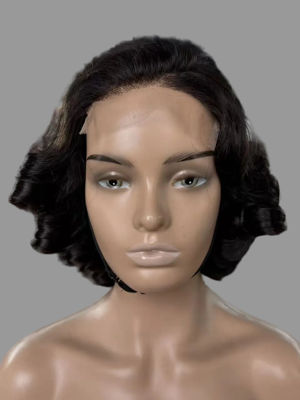 Natural Black Bob Lace Front Wig – Curly(LS276)