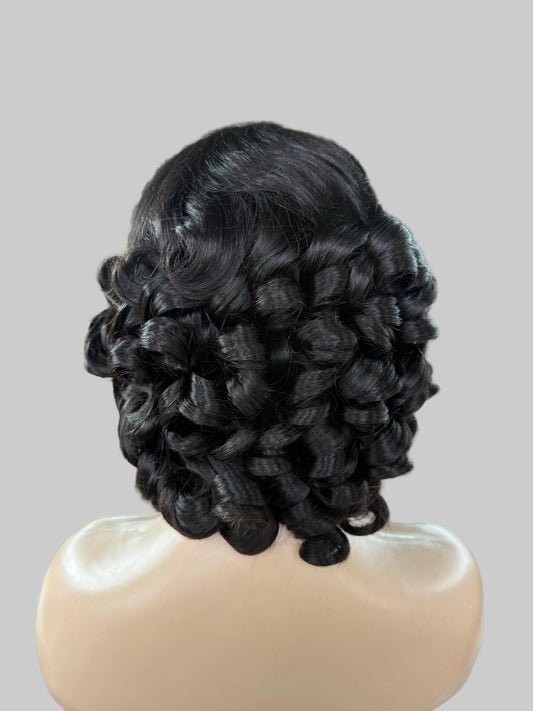 Natural Black Bob Lace Front Wig – Curly(LS276)