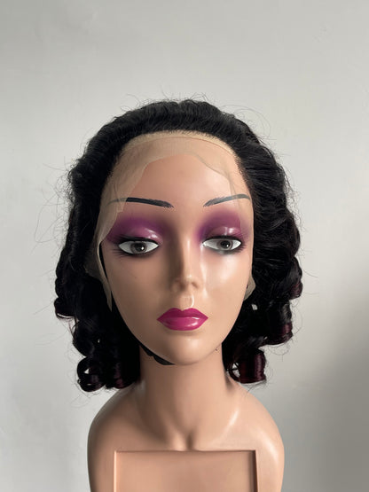 Burgundy Ombre Bouncy Ringlet Curl Wig(MS170)