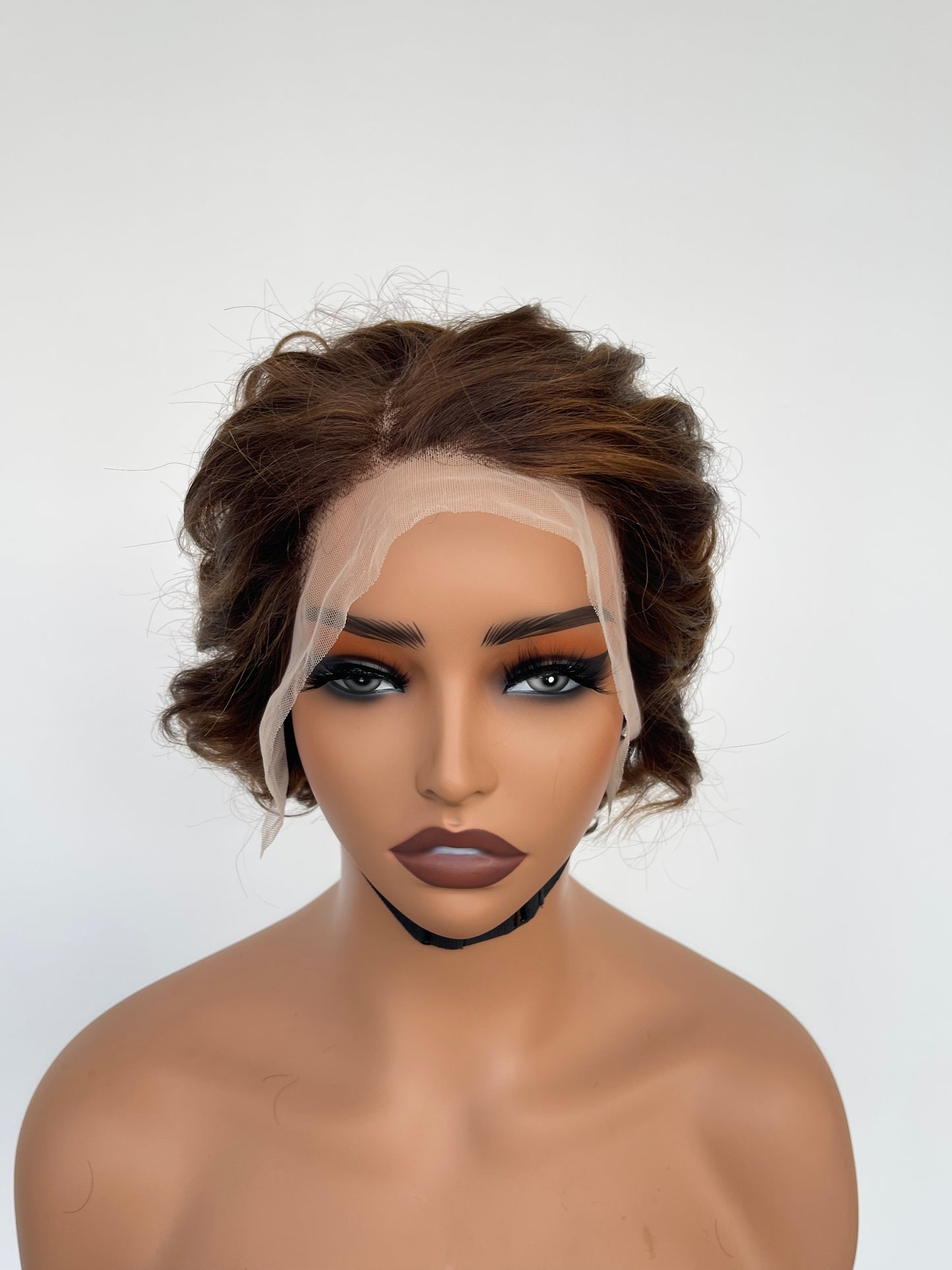 Highlighted Short Curly Lace Front Wig(LS018)