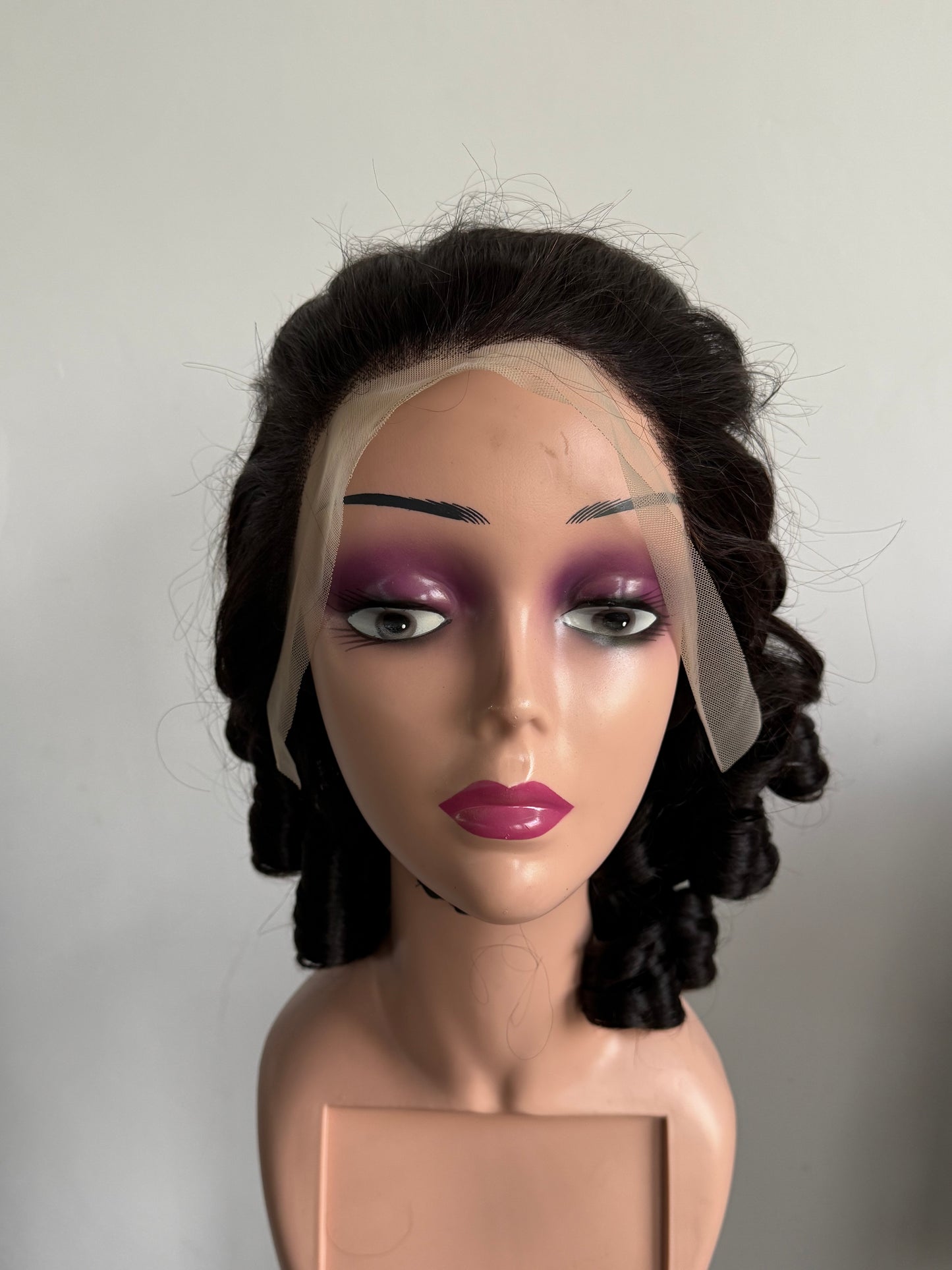 Natural Black Spiral Ringlet Lace Front Wig (MS170)