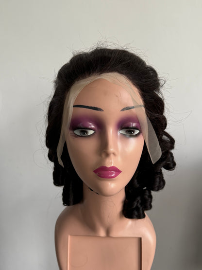 Natural Black Spiral Ringlet Lace Front Wig (MS170)