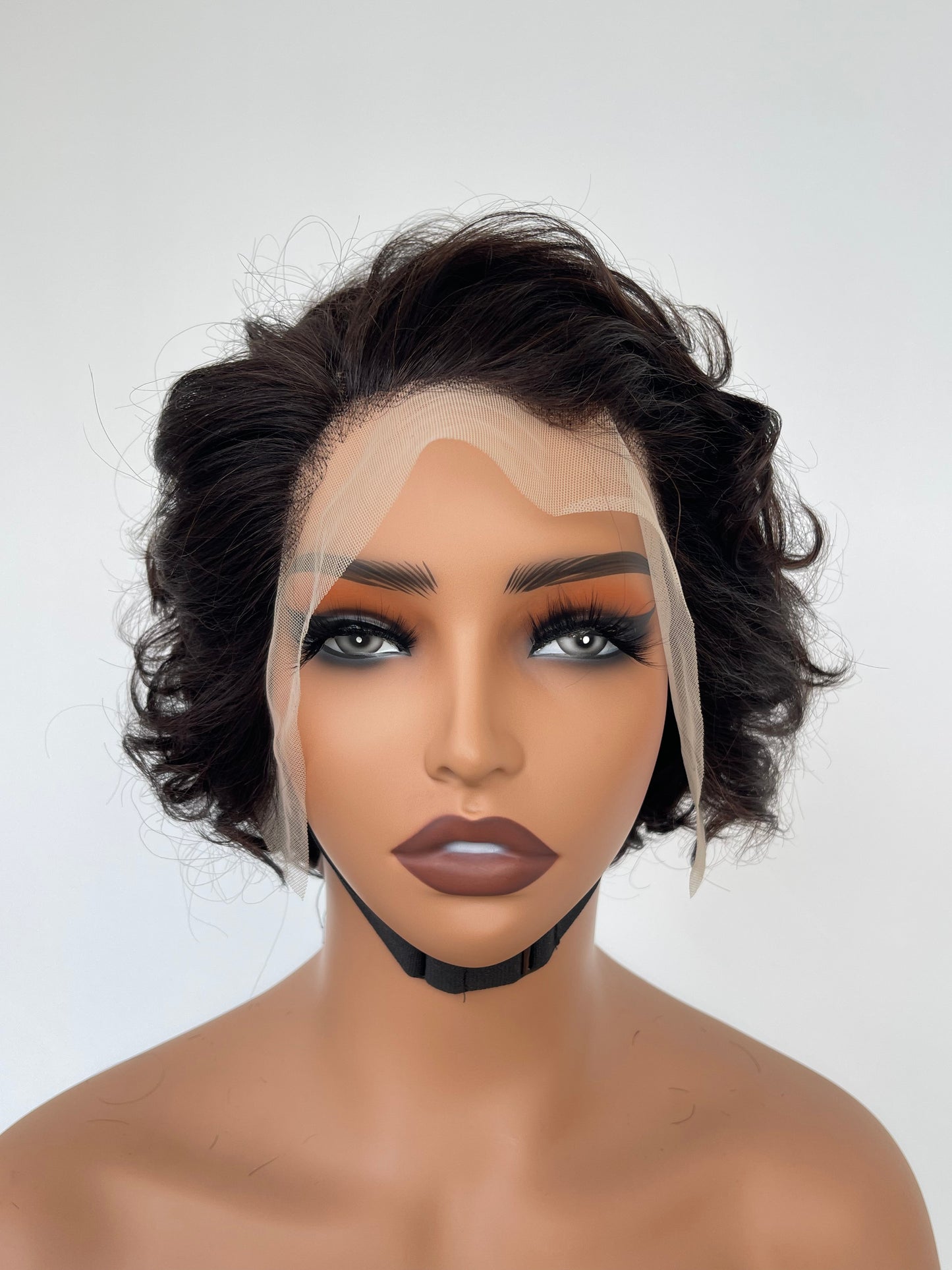Short Curly Lace Front Wig | Natural Black (LS018)