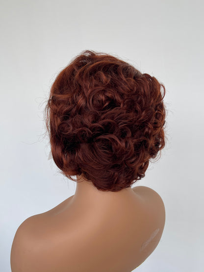 Short Pixie Curly Lace Front Wig | Auburn(LS018)