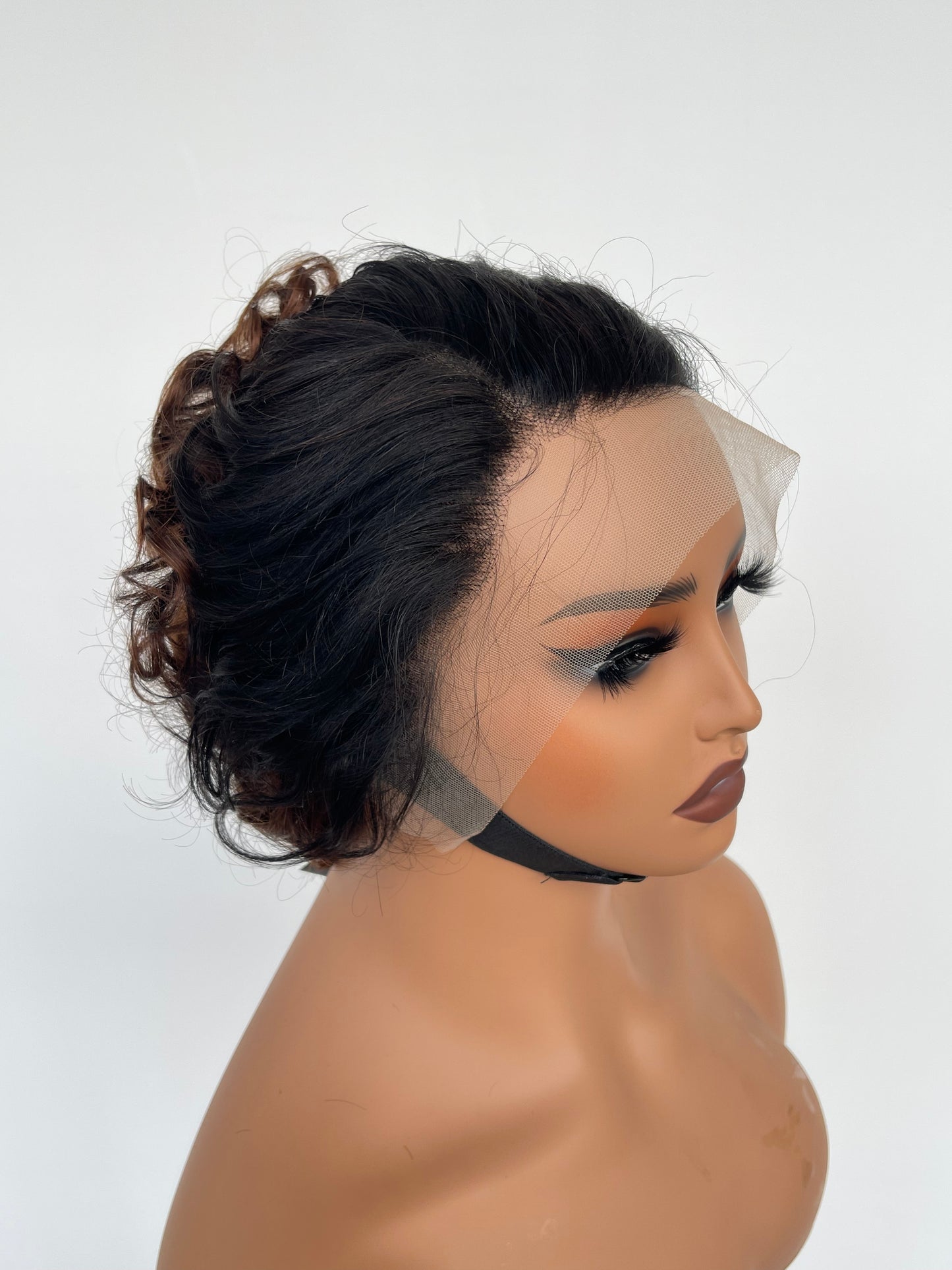 Ombre Auburn Lace Front Wig – Short Curly(LS018)