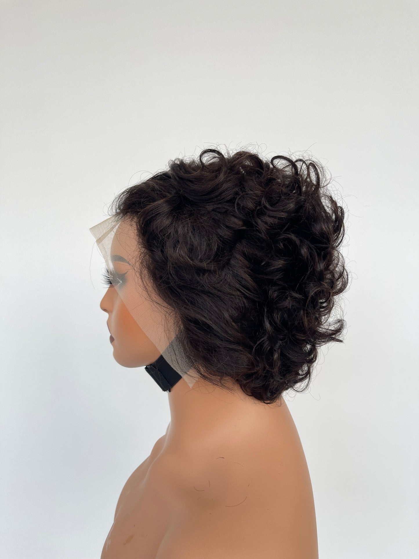 Short Curly Lace Front Wig | Natural Black (LS018)