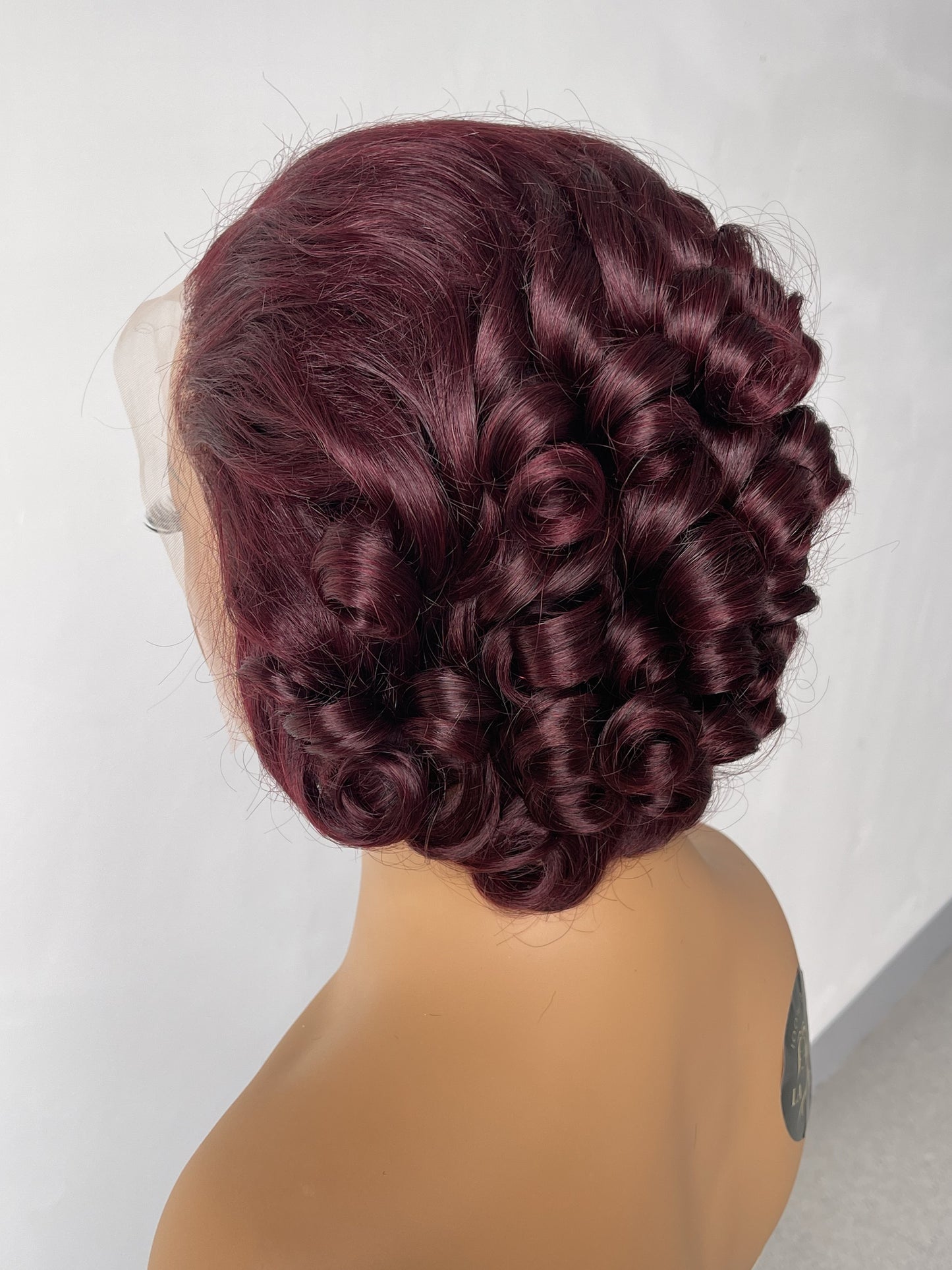 Urgundy Short Lace Front Wig – Curly(LS019)