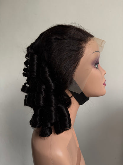 Natural Black Spiral Ringlet Lace Front Wig (MS170)
