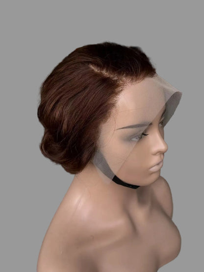Short Pixie Curly Lace Front Wig | Auburn Brown(LS018)