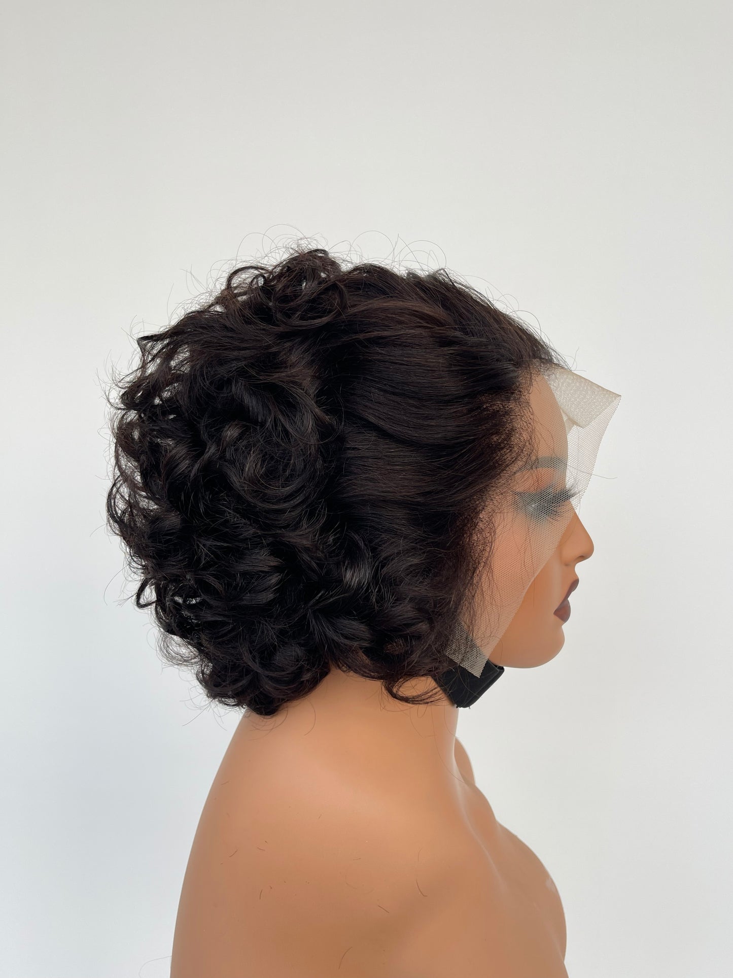 Short Curly Lace Front Wig | Natural Black (LS018)