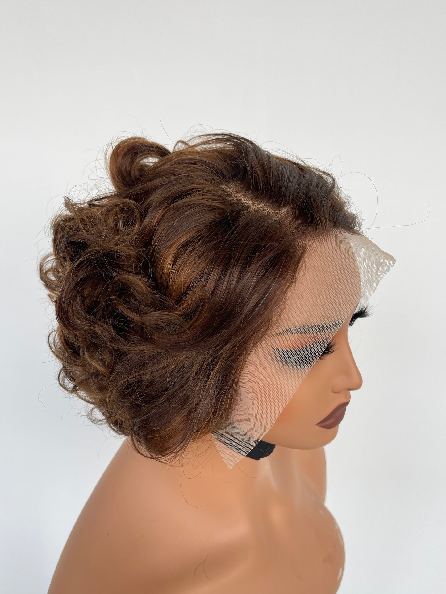 Highlighted Short Curly Lace Front Wig(LS018)