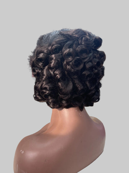Natural Black Short Lace Front Wig – Curly(LS019)