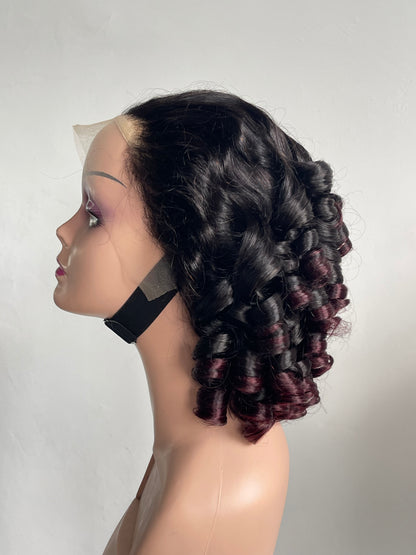 Burgundy Ombre Bouncy Ringlet Curl Wig(MS170)