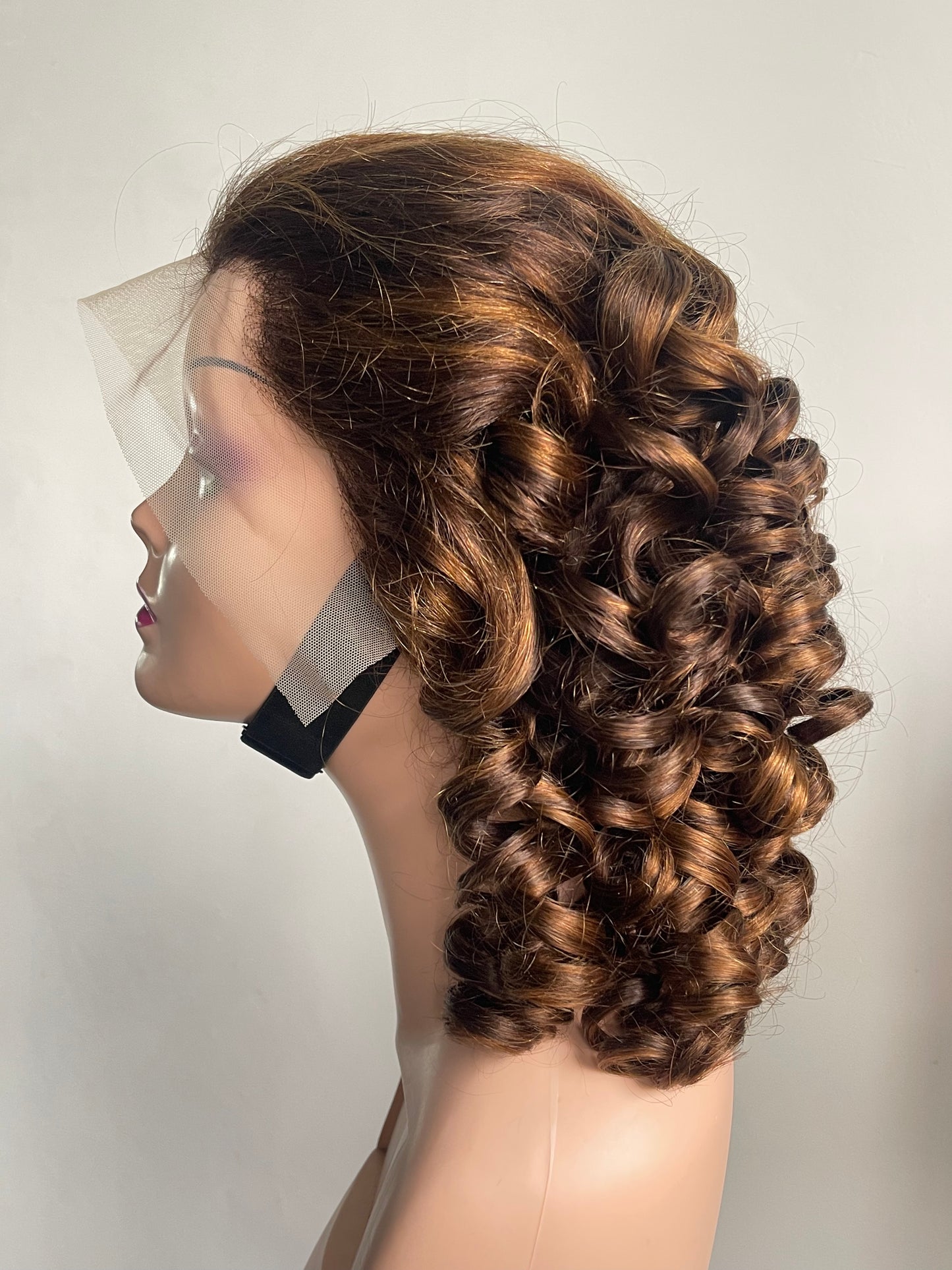 Honey Blonde Highlight Bouncy Ringlet Curl Wig(MS170)