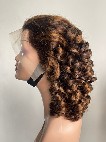 Honey Blonde Highlight Bouncy Ringlet Curl Wig(MS170)