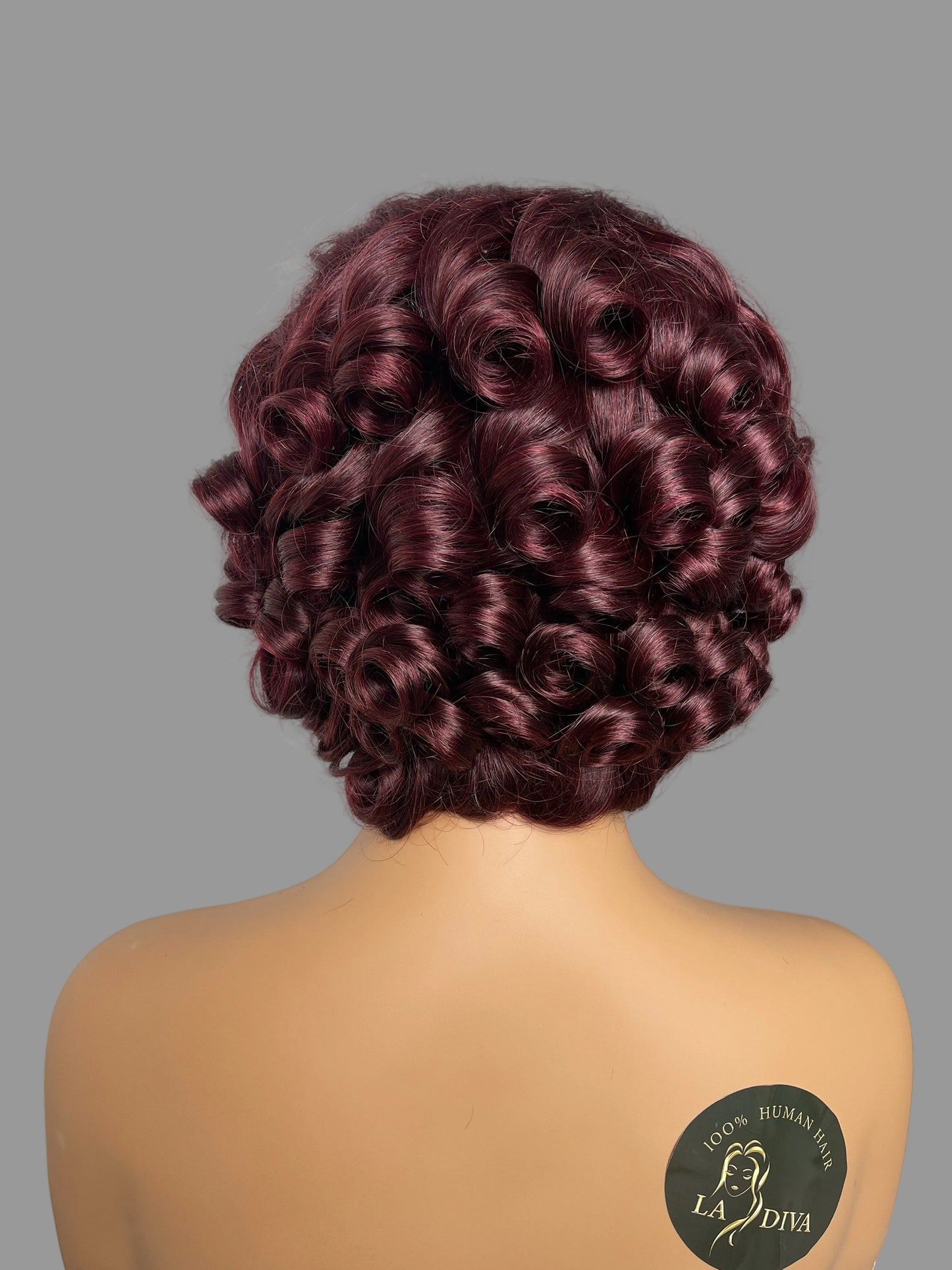 Urgundy Short Lace Front Wig – Curly(LS019)