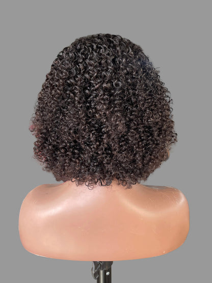 Short Afro Kinky Curly Bob with Bangs | Natural Black (JZ028)
