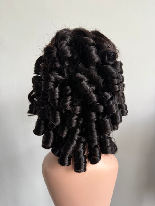 Natural Black Spiral Ringlet Lace Front Wig (MS170)