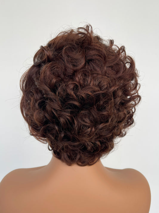 Short Curly Lace Front Wig | Brown (LS018)