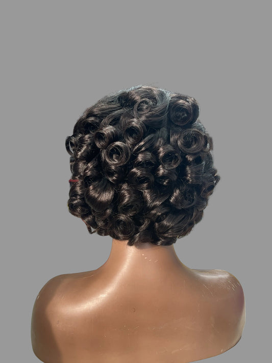 Natural Black Short Lace Front Wig – Curly(LS019)