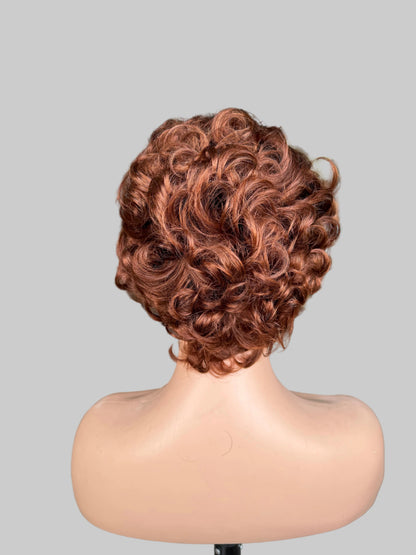 Short Pixie Curly Lace Front Wig | Copper Auburn(LS018)