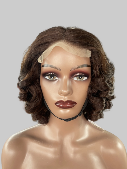 Brown Bob Lace Front Wig – Curly(LS276)