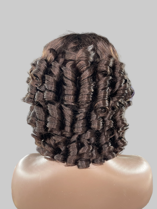 Brown Bob Lace Front Wig – Curly(LS276)